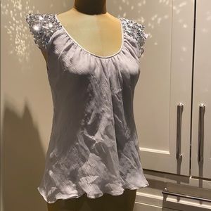 MR ABBOTT SILVER GREY SEQUIN TOP